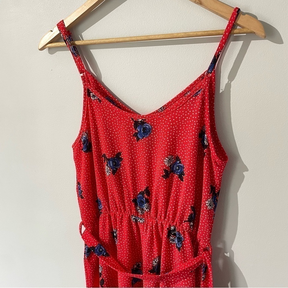 Ripe Wide Leg Jumpsuit Womens S Red Blue Floral Romper Casual Travel Summer EUC - Picture 7 of 8